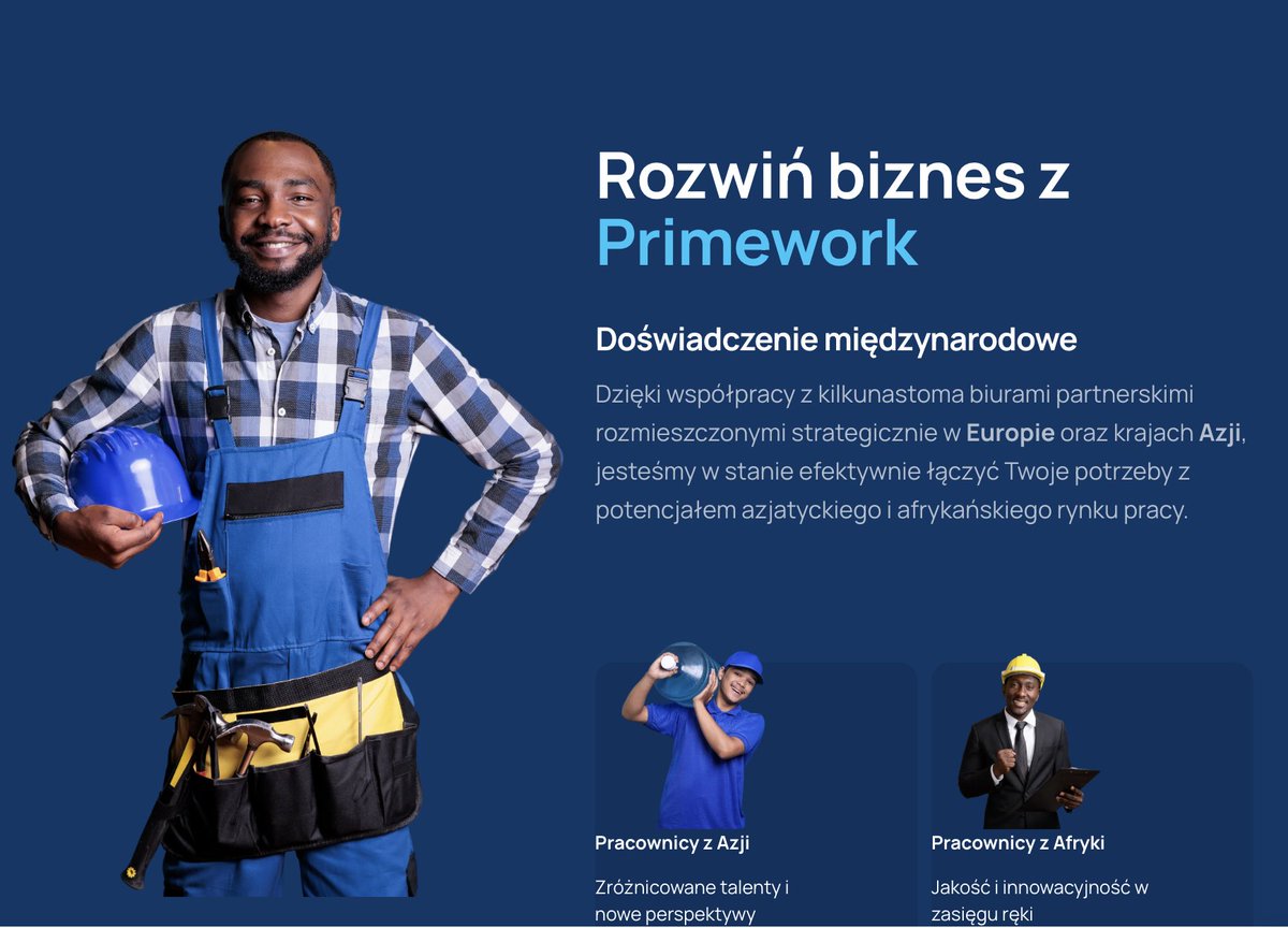 monitorimigr's tweet photo. PRIMEWORK GROUP Sp. z o.o.
KRS: 0001108581
Registered in Warsaw
Owner citizenship: Ukraine

Their English-facing homepage states plainly:

“Manpower from Nepal, India, Bangladesh, Philippines, Vietnam, Indonesia, and Sri Lanka.”

Their materials describe Primework as a recruitment agency specializing in workers from Asia and Africa. Poland is the primary destination, but their placement network extends across 19 other European countries.

Their claimed scale: 4,500+ recruited individuals.

Their services cover the full pipeline: temporary work, outsourcing, worker leasing, work permits, residence cards, visas, arrival support, and onboarding.

This is not “finding employees.” It is an end-to-end migrant-worker import system.