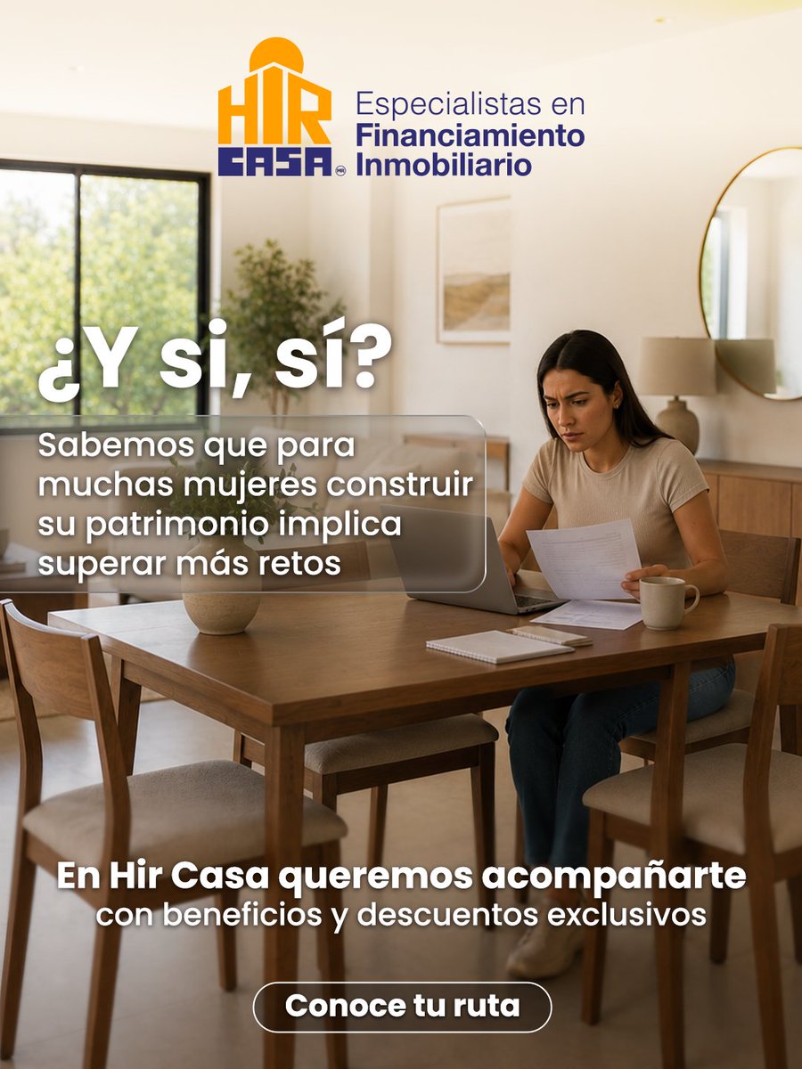 HIRCASAMEXICO's tweet photo. Cada vez más mujeres están dando el paso para construir su propio patrimonio.
¿Y si, sí? Te conviertes en la próxima.
En HIR Casa queremos acompañarte con beneficios exclusivos para mujeres, como descuentos en inscripción, avalúo y seguros.
📩 Contáctanos y conoce más. https://t.co/gA0RZDzW31
