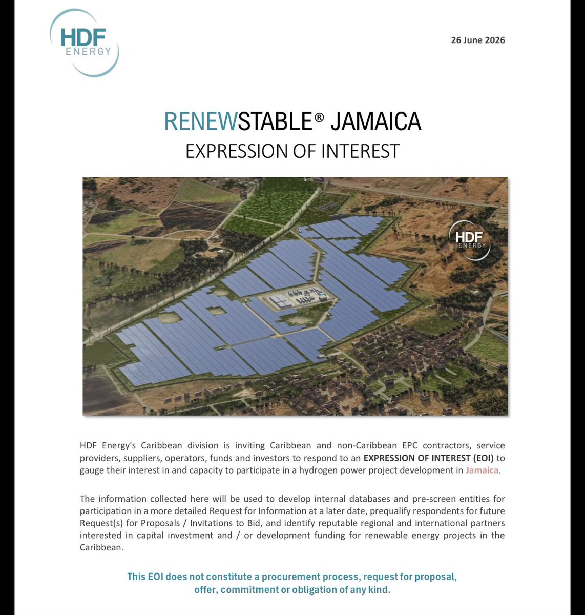 KyleAnthonie's tweet photo. HDF Energy’s Caribbean subsidiary is gauging market interest in a hydrogen power project in Jamaica 🇯🇲, putting out a formal call to regional and international contractors and investors, which if it comes to fruition would be Ja’s first hydrogen energy project. https://t.co/g0Qn2uaQPH