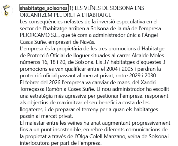 lloberenc's tweet photo. A Solsona el comprador d'un bloc de pisos de protecció oficial està extorsionant als veïns amb pujades de preus fora de la llei i amenaçant-los de desnonar-los sinó accepten les seves condicions. I després encara hi ha qui dirà que s'ha de protegir els propietaris indefensos. https://t.co/GYcgeXJLTC