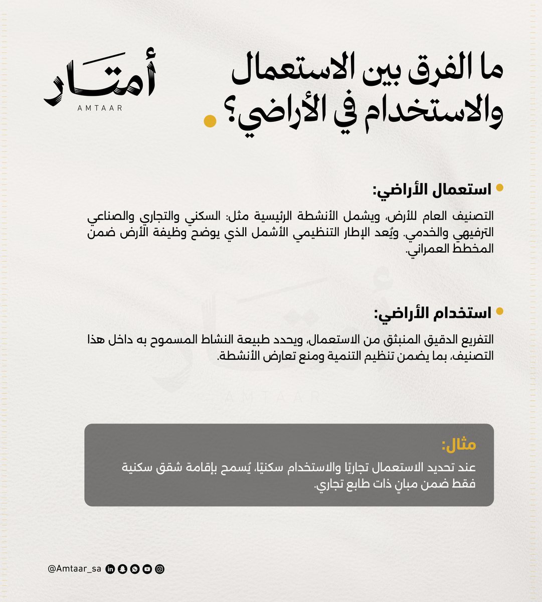 Amtaar_sa's tweet photo. الفرق بين الاستعمال والاستخدام في الأراضي 🛑 https://t.co/qFuAh6aY8U