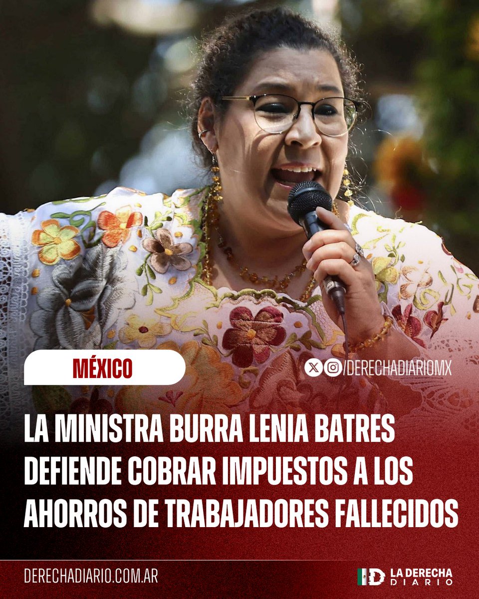 DerechaDiarioMX's tweet photo. 🚨🇲🇽 | YA NO ENCUENTRAN DE DONDE SACAR DINERO: La ministra burra Lenia Batres sostuvo en la Suprema Corte que los beneficiarios de las cuentas de retiro de trabajadores fallecidos deberían pagar ISR por esos recursos. 

Según su argumento, ese dinero no constituye una herencia o legado, sino un beneficio otorgado por designación dentro del sistema de seguridad social, por lo que no debería estar exento de impuestos.