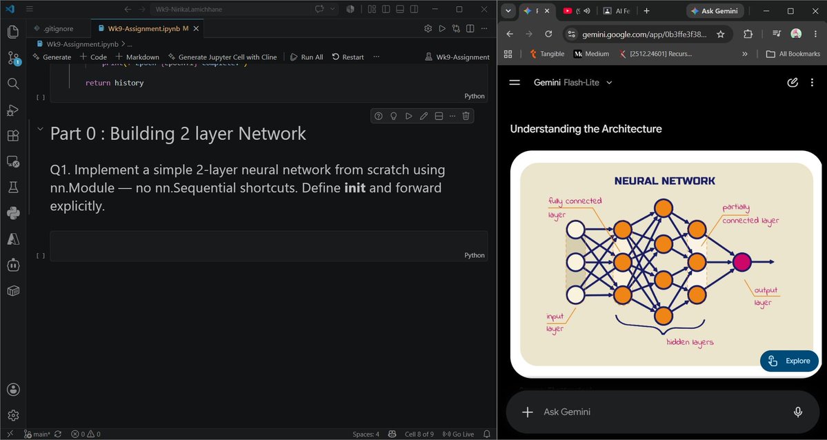 LearnWithNirika's tweet photo. #LSPPDay33
@lftechnology 
#60DaysOfLearning2026
#LearningWithLeapfrog
Today I read the research paper Dynamic GNN Adaptive edge attributes, where I learned about AQI prediction in detail.  Along with that, I coded the 2 layer Neural Network using nn.module. https://t.co/Rs9maVxfDG