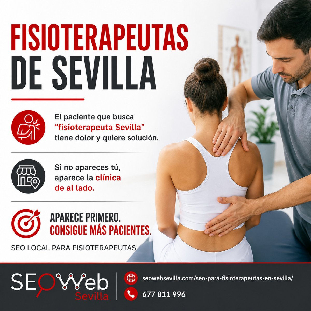 seowebsevilla's tweet photo. 💆‍♂️ Cuando alguien busca "fisioterapeuta Sevilla" necesita una solución, no seguir buscando.

Si tu clínica no aparece en Google, ese paciente acabará en la competencia.

🌐 https://t.co/sSqjH8dU67

#SEOFisio #SEOSevilla https://t.co/YTIcMXLyyq
