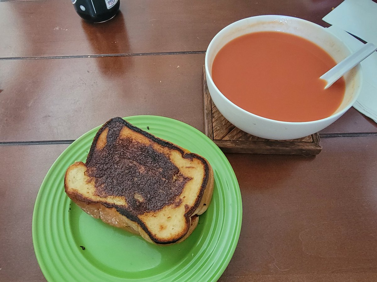 TrixiMoan's tweet photo. Grilled cheese and tomato soup with some taylor ham thrown in for some extra flair! https://t.co/4NRNXlJicT