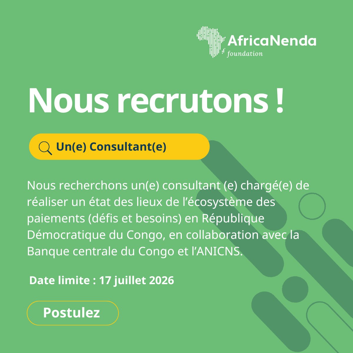 AfricaNenda's tweet photo. Vous avez une expertise en #paiementsinstantanés en #Afrique francophone ?
Cette #opportunité est pour vous!
Postulez à cette #offred'emploi avant le 17 juillet 2026!
Consultez les modalités de dépôt de candidature via le lien dans les commentaires. https://t.co/SGyV8FABLt