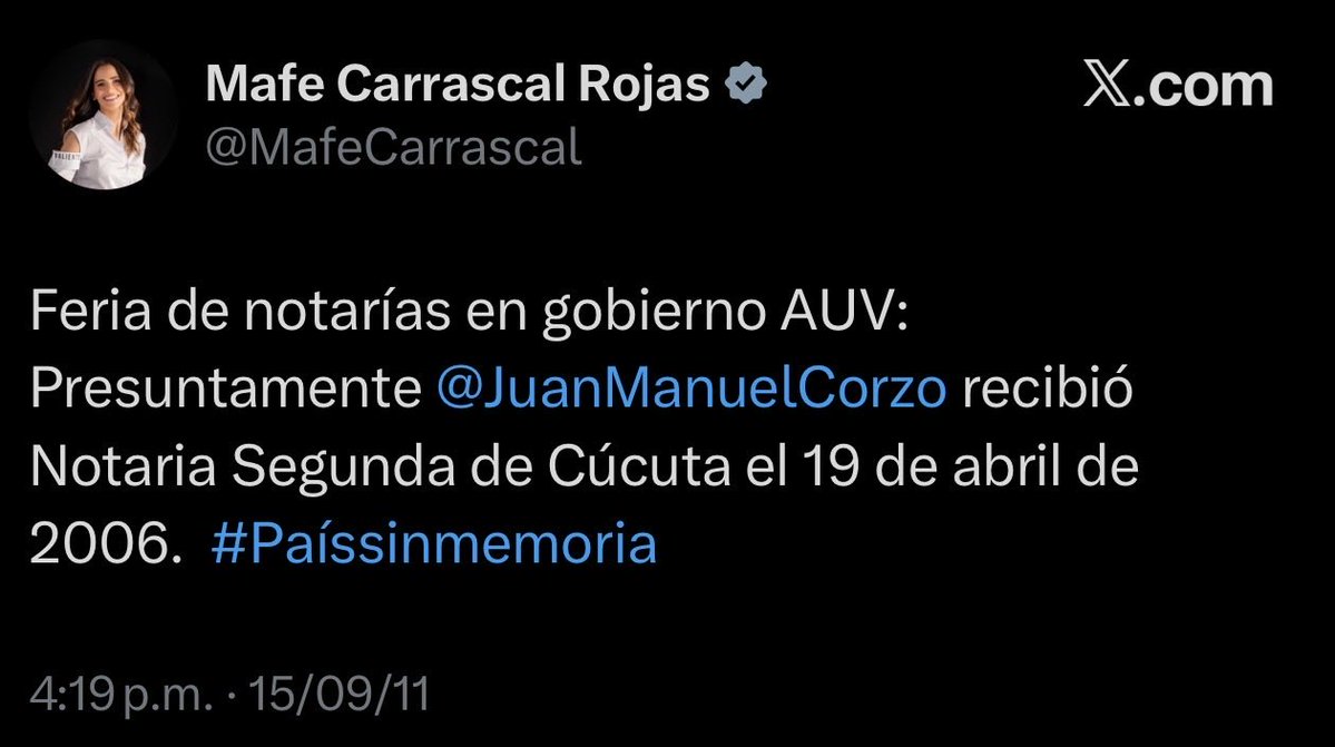 NDemocraciaCol's tweet photo. Hubo un tiempo en que María Fernanda Carrascal no tenía poder para repartir notarías, entonces criticaba a quienes lo hacían. @MafeCarrascal https://t.co/GokO61MFbG