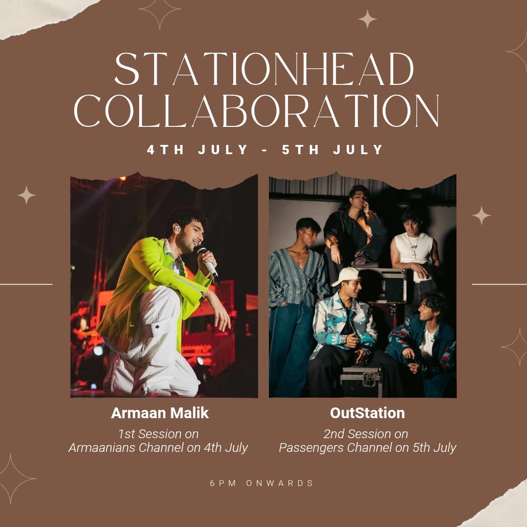 ShivaniPatel23's tweet photo. #Armaanians & #Passengers get ready for STATIONHEAD collab🤝🧡💙
Armaan Malik x OutStation Streaming Party this weekend!!!!
04 JULY @ 6PM
🔗 https://t.co/kkqJgkfCCZ
05 JULY @ 6PM
🔗 https://t.co/dYCtWRcVmX
@ArmaanMalik22 @weareoutstation
#ArmaanMalik #OutStation https://t.co/ZvPnpg451f