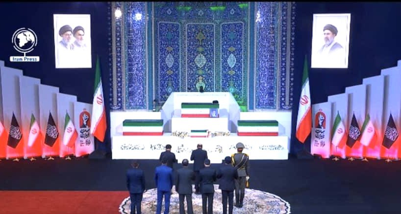 PmargheritaBJP's tweet photo. Hon’ble @GovernorBihar and I represented India at the funeral ceremony for Grand Ayatollah Seyyed Ali Khamenei, former Supreme Leader of Iran, in Tehran. 

Conveyed our respects on behalf of the Government and the people of India.

@PMOIndia
@MEAIndia https://t.co/cK4bYZ6Lot