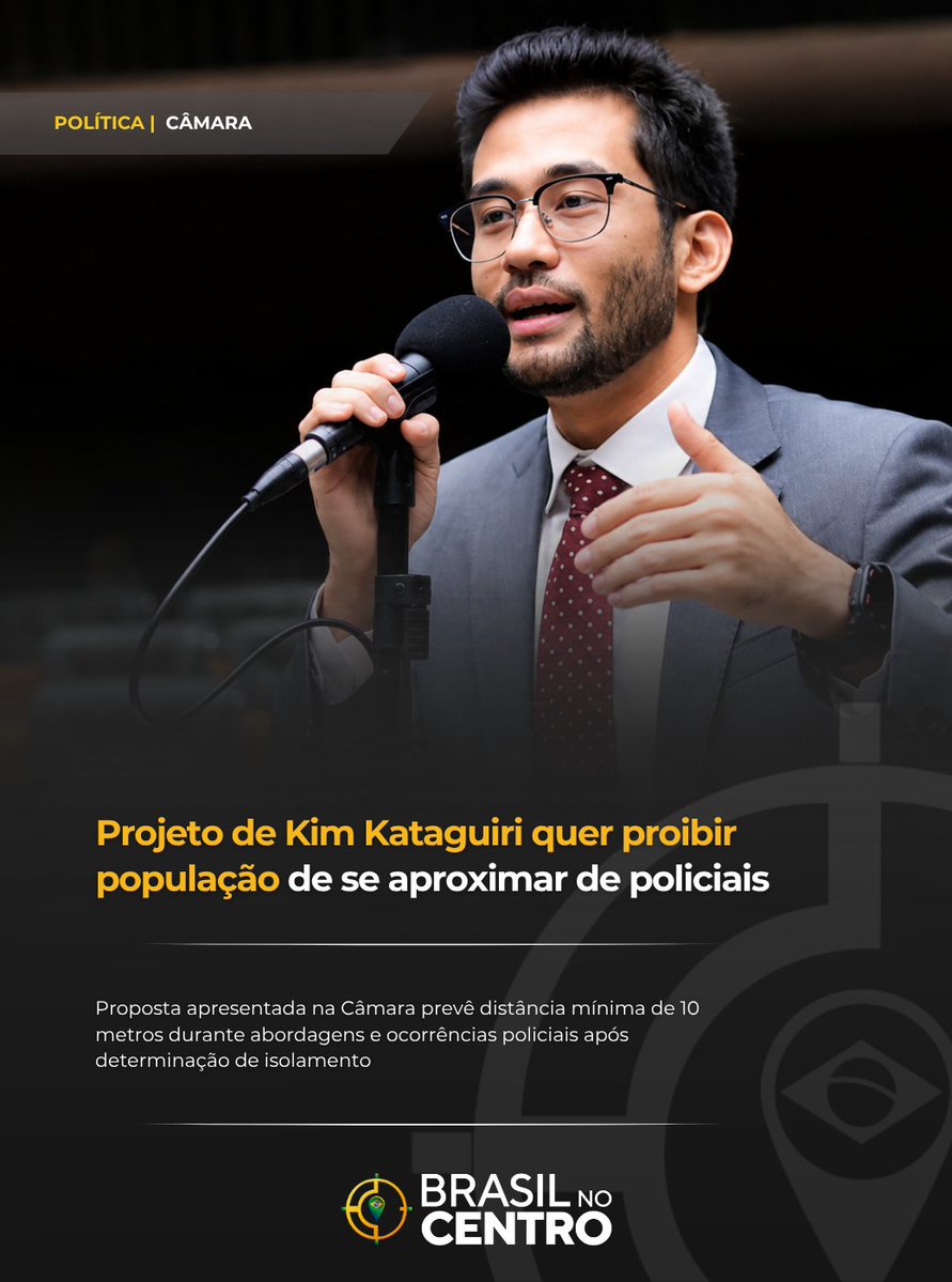 BRnoCentro's tweet photo. Um projeto de lei apresentado pelo deputado federal Kim Kataguiri prevê a criação de uma distância mínima de dez metros entre a população e policiais durante ocorrências e abordagens, desde que os agentes determinem o isolamento da área.

Segundo o autor da proposta, a medida busca aumentar a segurança das equipes policiais e reduzir situações de interferência durante operações. O texto também prevê enquadramento por crime de desobediência para quem descumprir a determinação.

A proposta inicia agora sua tramitação na Câmara dos Deputados, onde será analisada pelas comissões antes de seguir para votação.

Leia a reportagem completa no Brasil no Centro.

https://t.co/l1UWkb0LZI