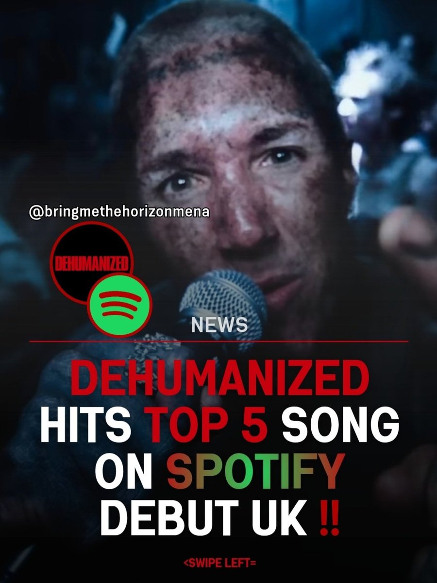 bmthmena's tweet photo. Bring Me The Horizon's DEHUMANIZED is the top 5 song on Spotify Debut UK ๐ฅโ๏ธ
Follow @bmthmena for more BMTH content ๐
pics in slide 3 & 4 via: s_h_u_r ๐ค
#bmth #bringmethehorizon #dehumanized #cyb #repented @bmthofficial @Spotify @SpotifyUK #bmthtwt
do you like the song โ๏ธ https://t.co/kwKuh9BXrQ