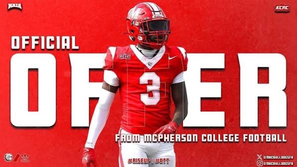 d3nextup8's tweet photo. Blessed to receive my 2nd offer from Mcpherson College @CoachB314_DBs @coachdgreen_ @MACBulldogsFB @PrepRedzoneMO @247Sports @JPRockMO https://t.co/1kWc8jtmWt