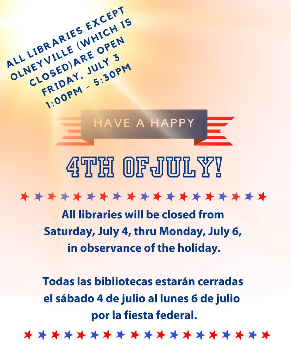 9librariespvd's tweet photo. We are are open TODAY 1:30pm - 5:30pm (except Olneyville, which is closed), come in and cool down! We are closed Saturday thru Monday for the July 4th weekend. #PVD #Happy4th https://t.co/AylyqQKVSD