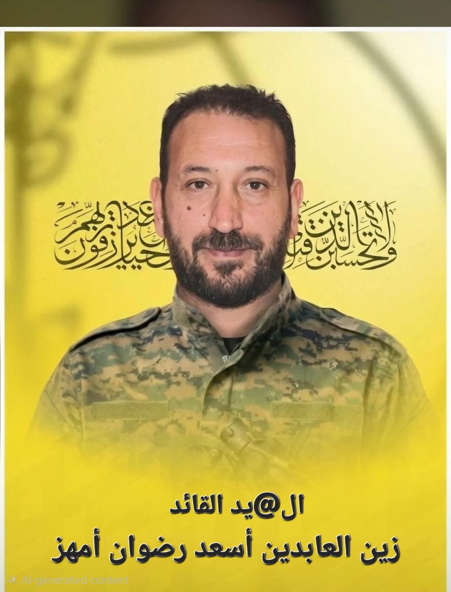 9dHblm's tweet photo. الش@يد البطل زين العابدين أسعد رضوان أمهز هنيئاً .
شبابٌ في ربيعِ الورد، بذلوا أرواحَهم فداءً لأرضِ الجنوب، فكانوا رمزًا للصمود والتضحية، وبقيت ذكراهم نبضًا لا يغيب. https://t.co/kb01rKDNUi