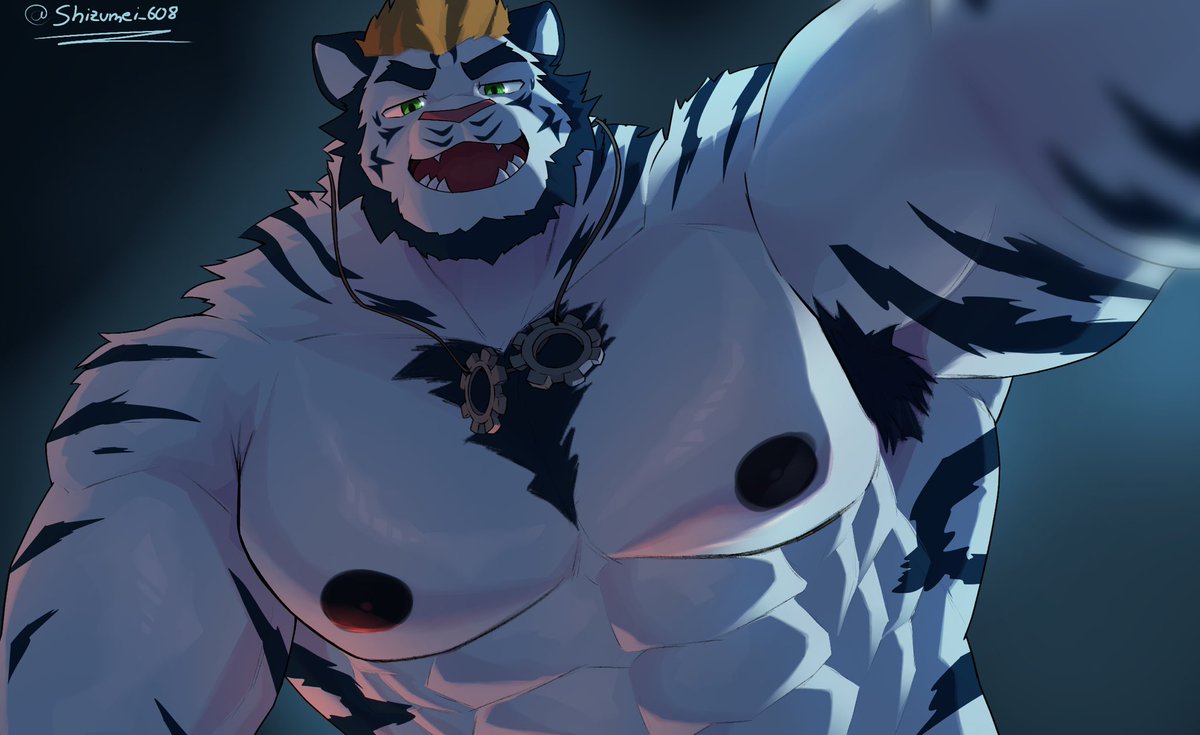 TNGgene3030's tweet photo. After getting a tiger in woofia I couldn’t not get an art of a scene from the game with my tiger hehe. Art was done by the amazing @Shizumei_608!! https://t.co/AtE7EjDMfM