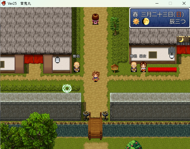 novconi's tweet photo. 睡眠時間ちょい削ってゲーム作ってたら、今日は目眩した。やっぱり寝ないとなぁ～。

あと、カレンダーシステムだいぶ出来上がってきた。
フィールドとは別で作り直しました。
月齢追加。文字盤は新設。真ん中の太陽は時間帯で絵が変わります。
勾玉は長針。

#oni #和風RPG #RPGツクール #VXACE https://t.co/sR4B3uyl5d