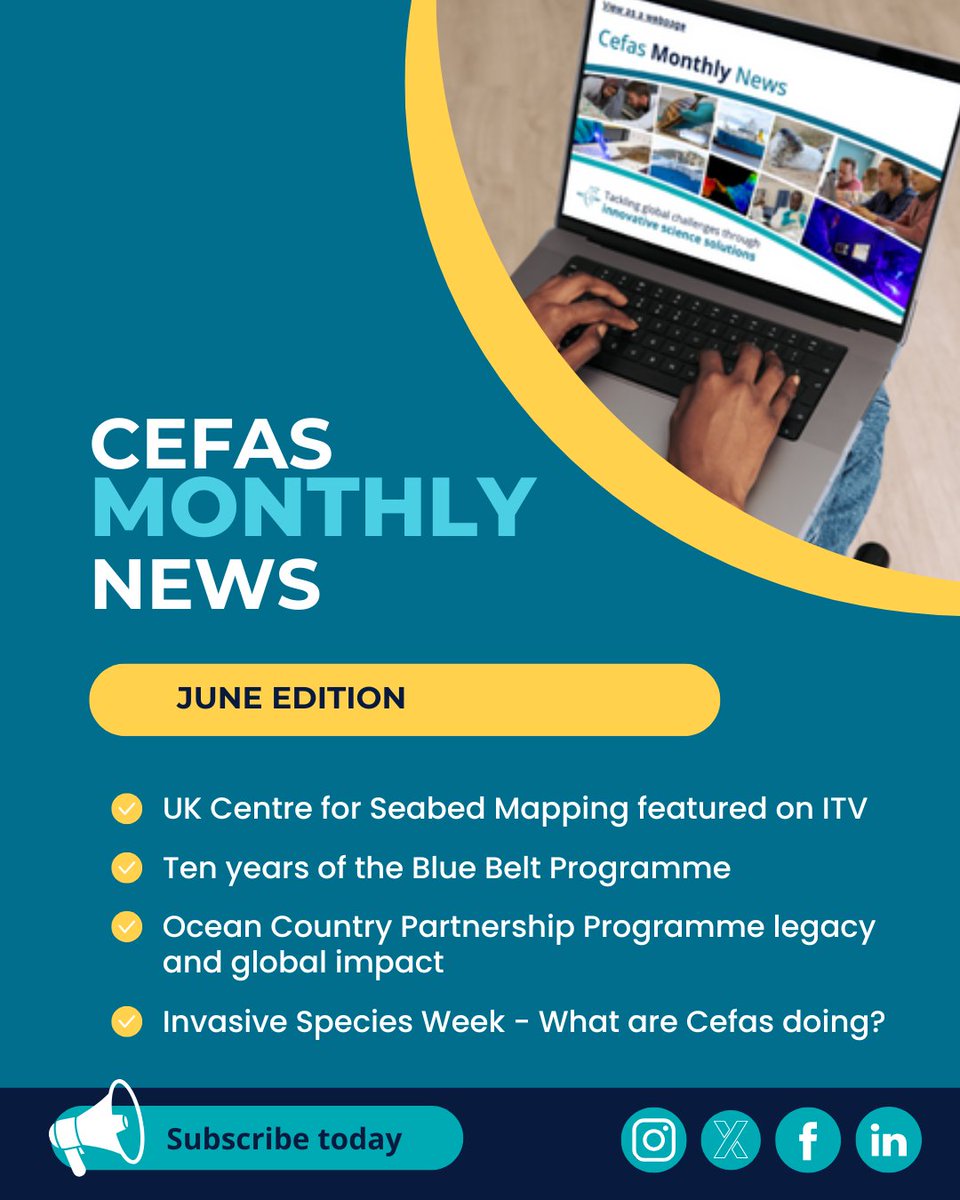 CefasGovUK's tweet photo. It's time for the latest edition of #CefasMonthlyNews 📰

In June's edition:
🌊 UK Centre for Seabed Mapping featured on ITV
🌍 Ocean Country Partnership Programme
🐟 Ghana's first Marine Protected Area
💙 Ten years of the Blue Belt Programme

Read it 👉 https://t.co/6LktuhE9GP https://t.co/ZIP9ld762T