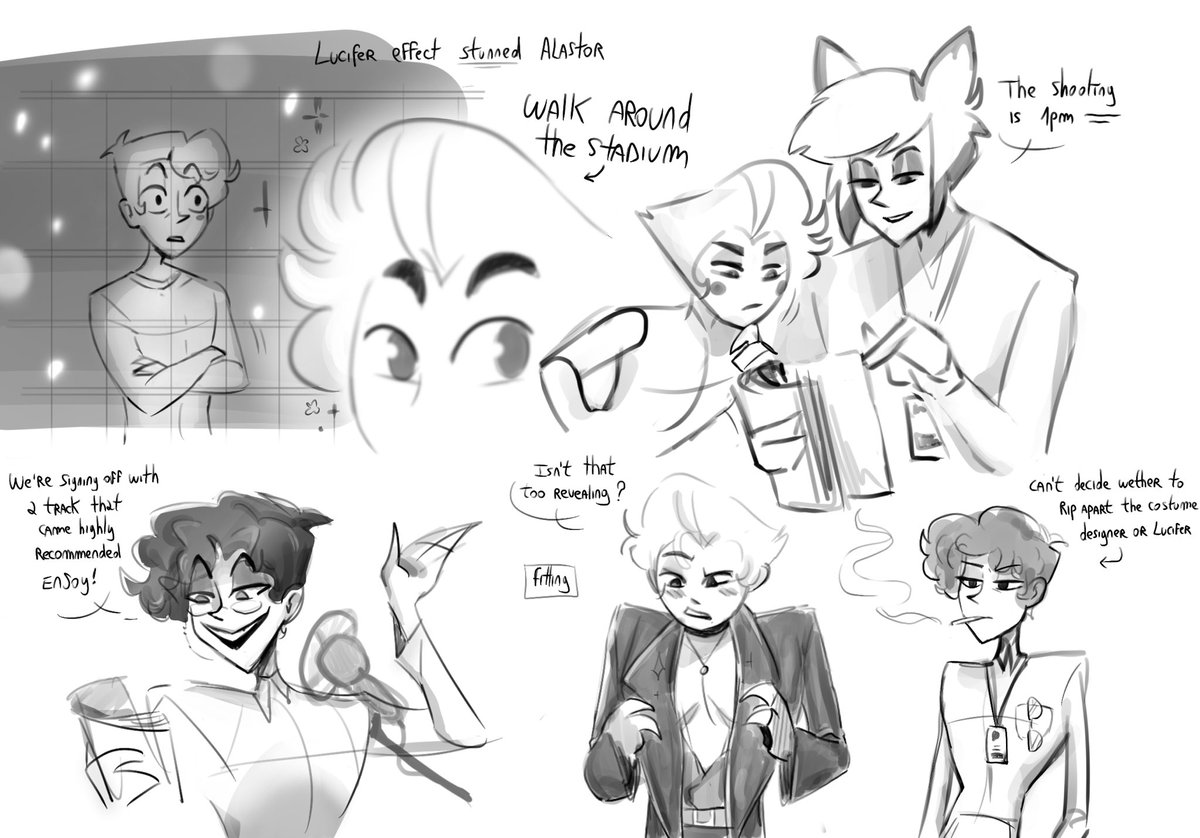 _pielemon's tweet photo. Did I imagine Lucifer instead of Jimin from BTS? Yes, I admit it!! But they correspond so much that I had to make doodles! 
They are both angels 🪽💕
I dream of doing my Idol AU but I still have a lot of uncertainties so I just scribble xd

#hazbinhotel #radioapple #idolAU https://t.co/8eJUzLXEjY