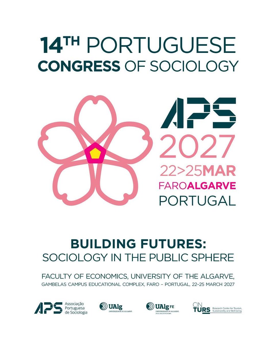smsociologia's tweet photo. 📢 Convocatoria 
XIV Congreso Portugués de Sociología 
Facultad de Economía de la Universidad del Algarve
Recepción de resumenes hasta el 6 de julio de 2026.
Más información 👇
https://t.co/y9lBUM0SIU https://t.co/qJQ9HlAcnA