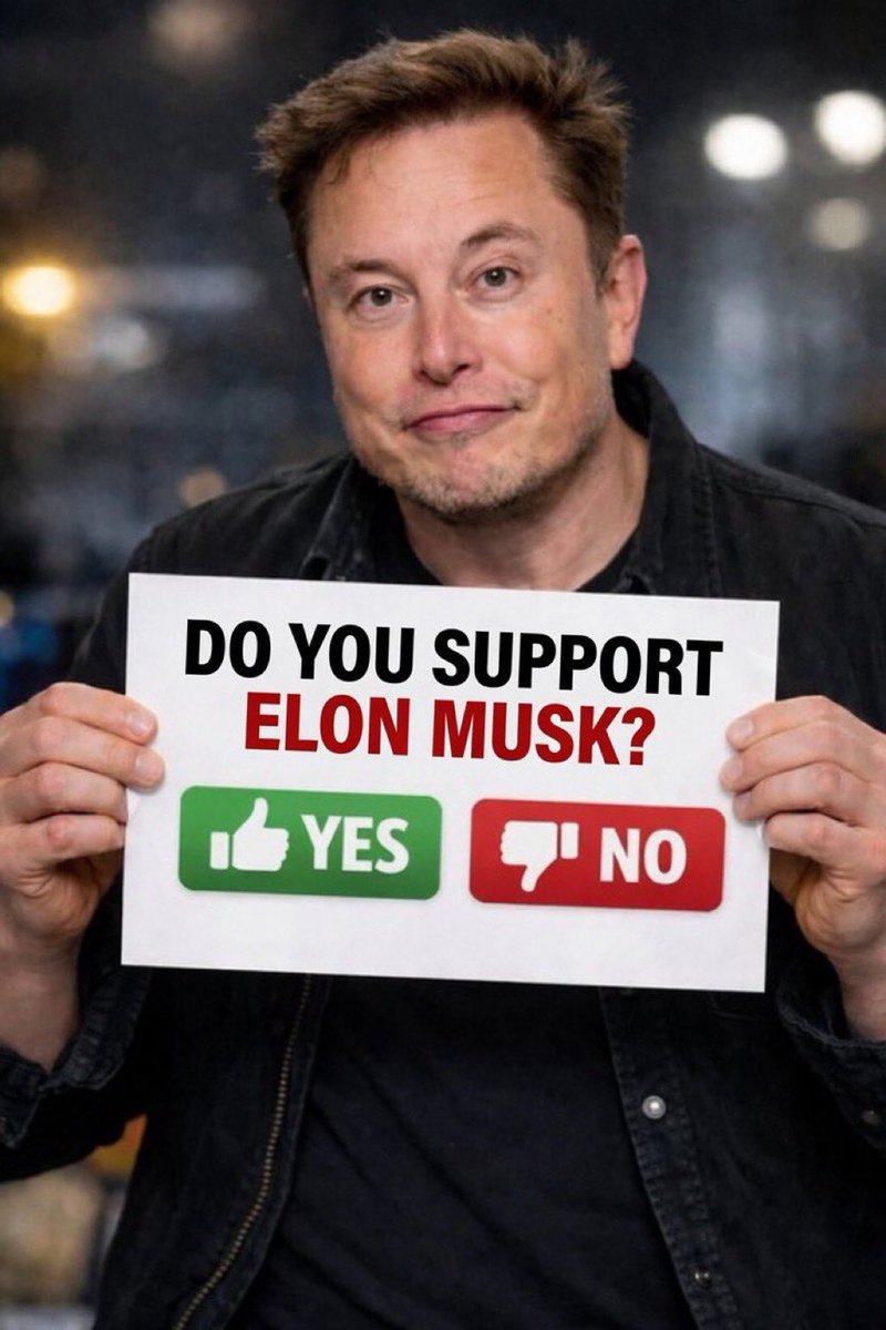 MuskUpdateHubHQ's tweet photo. Do you support Elon musk 

A. 0%

B. 50%

C. 100%

D. Never https://t.co/MvRoGIYQx5