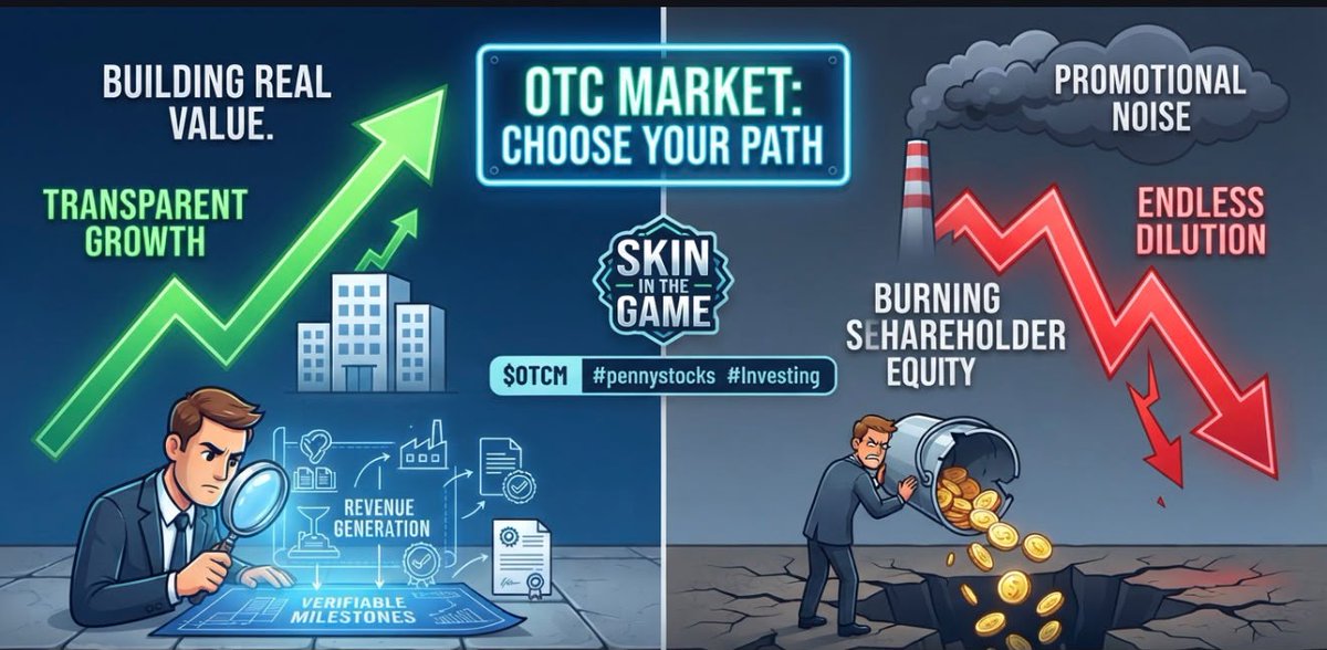 otcbullrun's tweet photo. #OTC  Dilution is normal, but know the difference: Real Growth: Clear use of capital, real milestones, actual value. Pure Dilution: Zero transparency, promo noise, no revenue. Watch the fundamentals, not the hype. #pennystocks #Investing #Trading $NMHI $VXIT $AABB $TWOH $AITX https://t.co/7xSNG4MblC