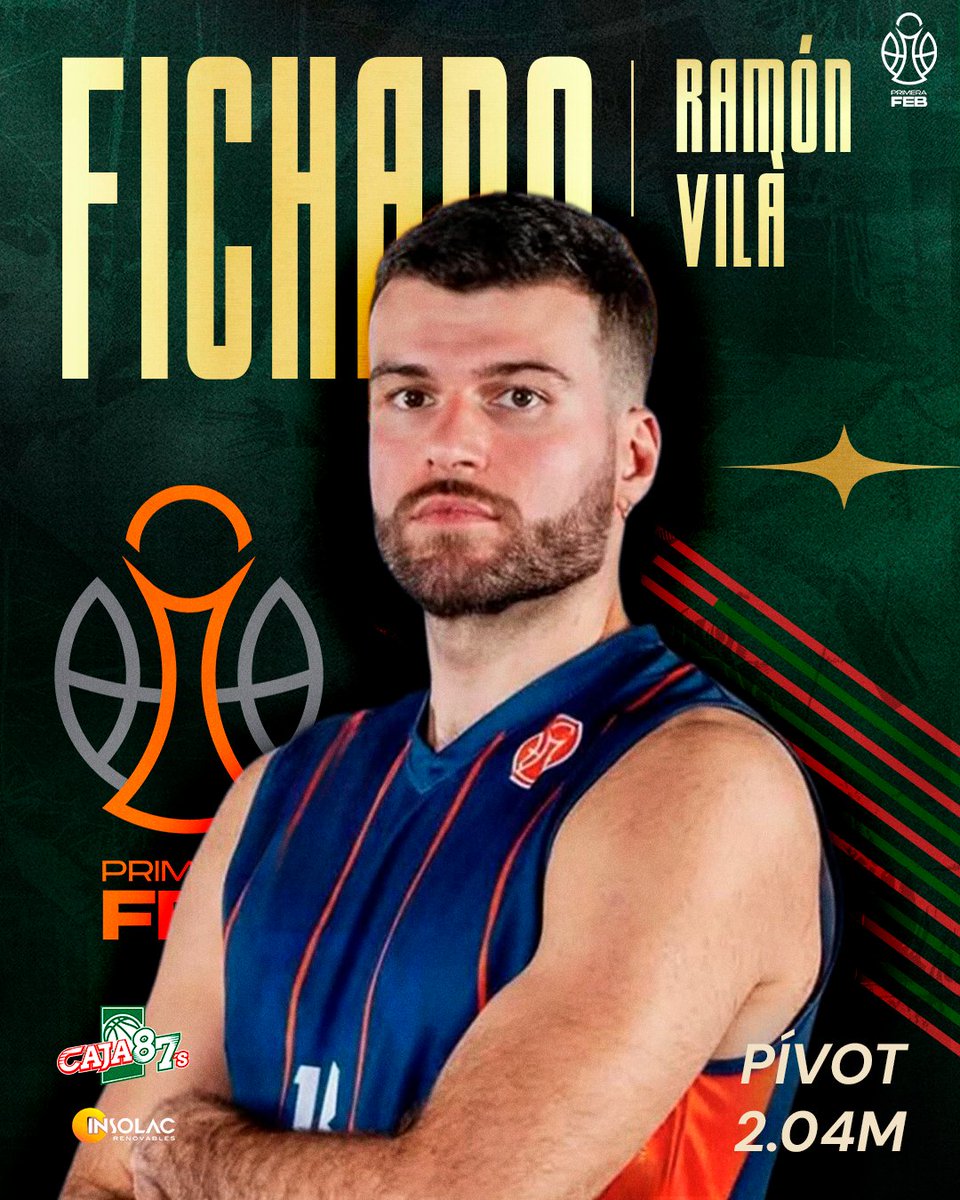 caja87basket's tweet photo. ¡𝗕𝗜𝗘𝗡𝗩𝗘𝗡𝗜𝗗𝗢 𝗥𝗔𝗠𝗢́𝗡 𝗩𝗜𝗟𝗔̀!

El pívot catalán, con amplia experiencia en la Primera FEB se suma a Insolac Caja87 para la próxima temporada. 

Su presencia interior y entrega serán muy importantes en cancha. 

¡Bienvenido a tu casa! ❤️💚
https://t.co/Oy9s4yV2LA https://t.co/bjPWcDgPVP