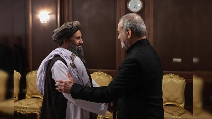 Abdul Ghani Baradar Meets Iranian President Masoud Pezeshkian In Tehran.