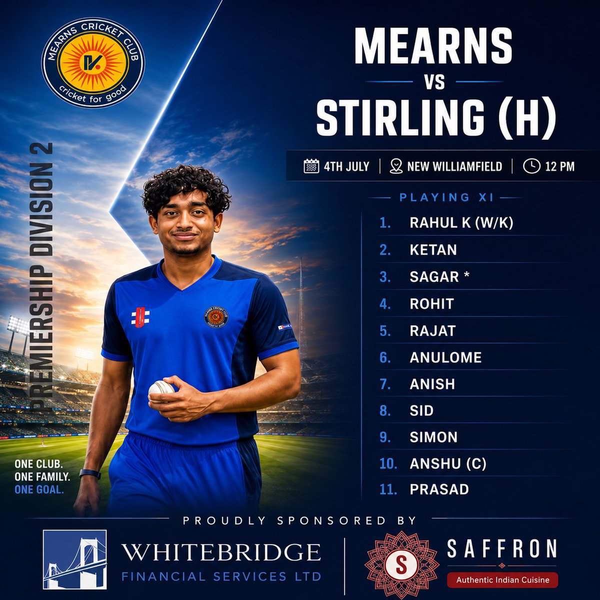 MearnsCricket's tweet photo. Four teams take the field this weekend representing Mearns Cricket Club.

Best of luck to every player, captain, volunteer and supporter. Let's fill the weekend with great cricket! 💙🏏
One Club. One Family. One Goal.
#MearnsCC #Cricket #CricketScotland #WeekendFixtures https://t.co/2JFJkL5nSY