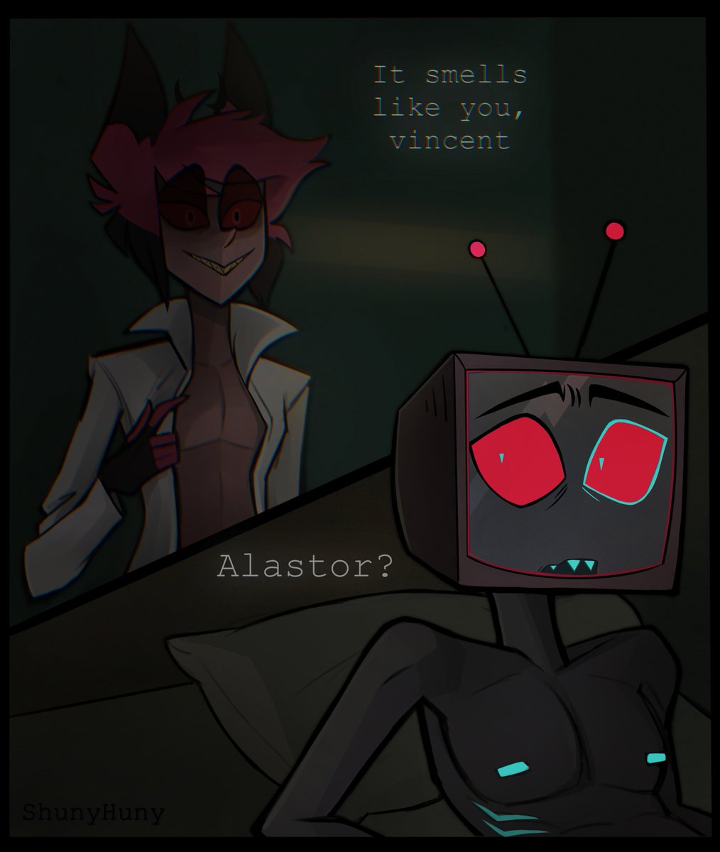 ShunyHuny's tweet photo. Obsession AU where Vincent makes a wish after the bar incident, only for it to go horribly wrong and have Alastor act uncanny and craving his attention by any means necessary. Vincent just wanted his friends respect and admiration after all.

#radiostatic #hazbinhotel https://t.co/bdSU6BEpOX