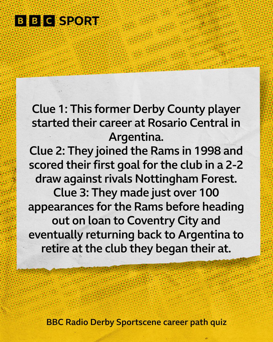 BBCDerbySport's tweet photo. Here's tonight's Sportscene career path quiz clues ⤵️ https://t.co/dvhWdQ82Ut