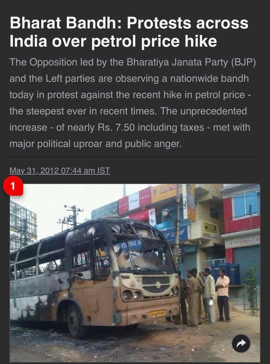 INCKerala's tweet photo. This is what BJP did when Petrol was ₹73 per litre in 2012. They declared Bharat Bandh when crude oil was $120 a barrel.

Now Crude is $65 a barrel and we can't buy Petrol anymore. To buy Petrol we need to pay ₹170.

Have you seen a bigger fraud than @narendramodi? https://t.co/EMRNB9aCX9