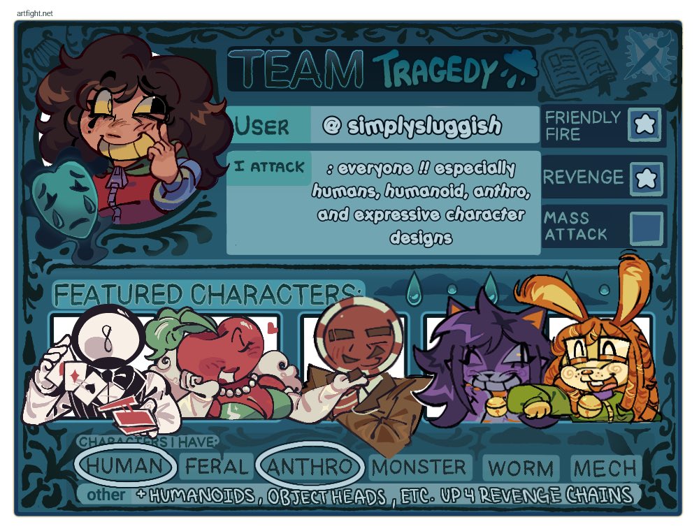 trickychew's tweet photo. shameless plug but follow + attack me on artfight !! I WILL REVENGE TRUST https://t.co/GA705U0ZZL