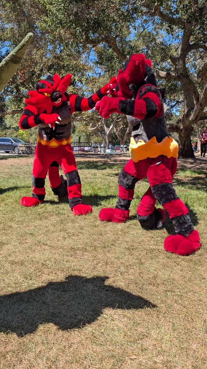 ScintillaVT's tweet photo. Two Incineroars meet!
@deltarezn was cool to meet.

🪡 left @TheGoldenMaw
🪡 right @ramenbrothh 
📸 @ConnorPatson https://t.co/C8pqIgnaZB