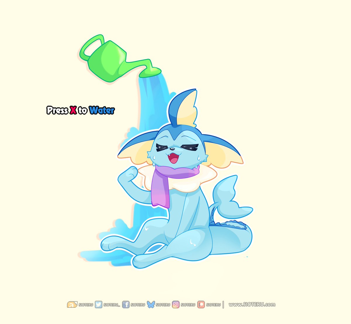 Sioteru_'s tweet photo. Remember to water your water 

Ko-fi reward for @TuroKnight 
#Pokemon #Art #Vaporeon https://t.co/sbjVSwJgqQ