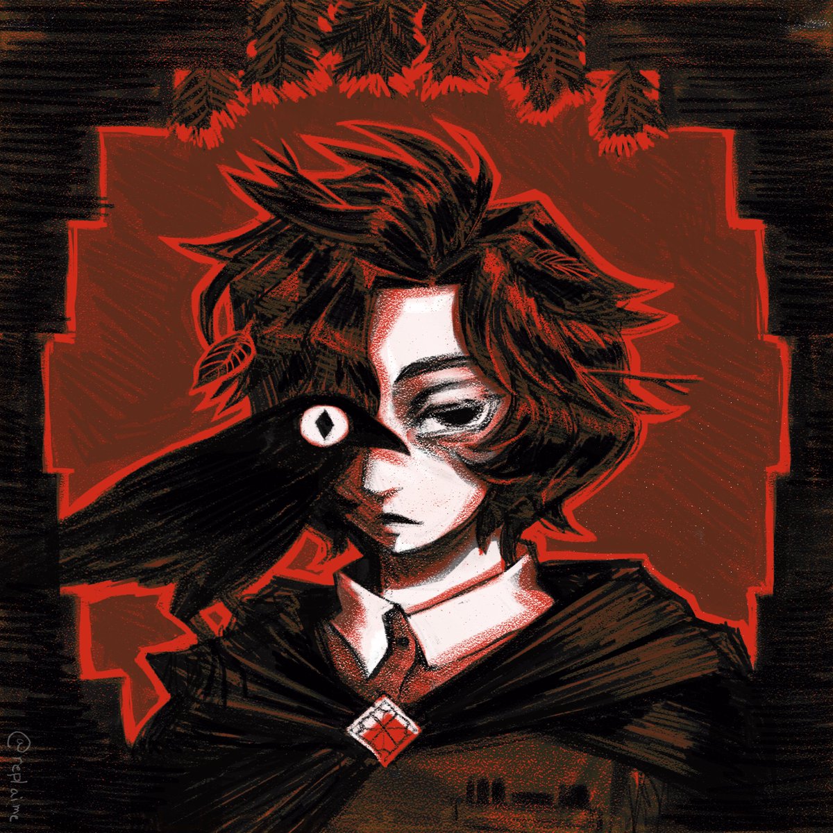 replaime's tweet photo. A parte complicada dessa ilustração é que eu não faço ideia de quem eu desenhei

(a pintura fica mais... interessante... se vc semicerrar os olhos)

#ravencove #ravenplai https://t.co/QxYH0S8eHv
