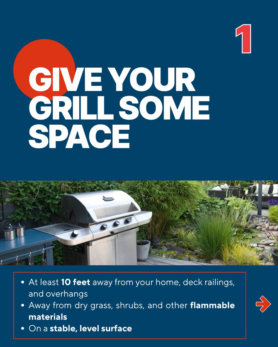 SuburbanPropane's tweet photo. Summer grilling starts with smart habits. A few simple precautions can help keep your cookout safe from start to finish. Swipe through for threequick reminders before your next BBQ. 🔥🌭

#Grilling #FourthOfJuly https://t.co/E0Plx2p5Td