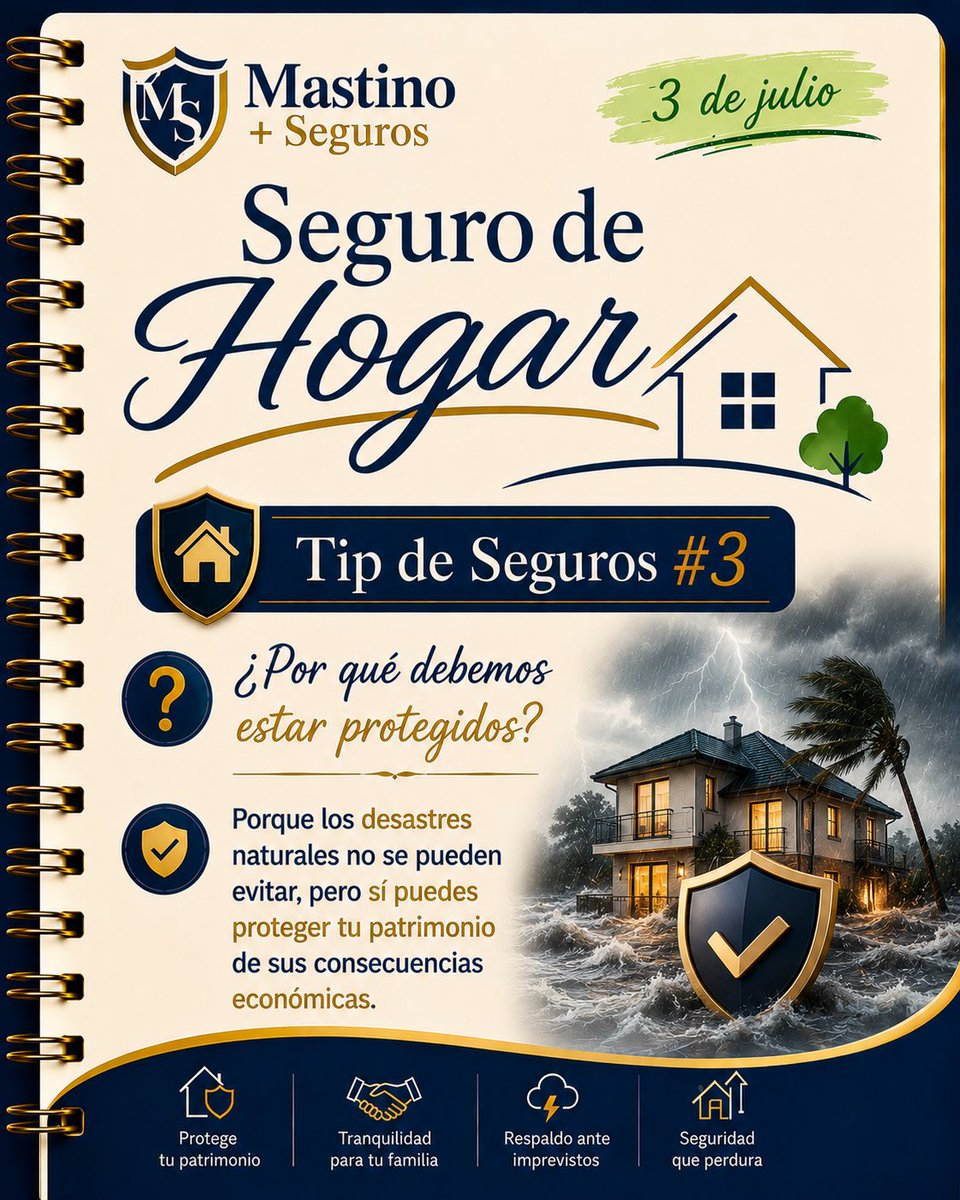 imastinos's tweet photo. 🏡 Tip de Seguros | 3 de julio

🌪️ Los desastres naturales no se pueden evitar, pero sí puedes proteger tu patrimonio de sus consecuencias.

En Mastino +Seguros, más de 20 años de experiencia respaldan cada recomendación.

📩 Escríbenos por DM para una asesoría personalizada.

👍 Like • 🔄 Comparte • 🔖 Guarda

#SeguroDeHogar #MastinoSeguros
