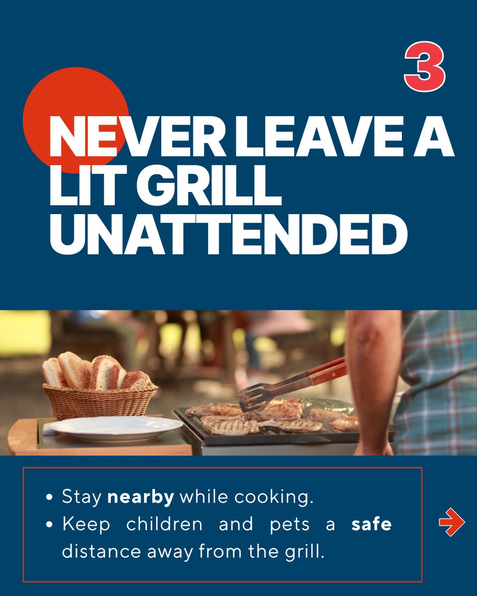 SuburbanPropane's tweet photo. Summer grilling starts with smart habits. A few simple precautions can help keep your cookout safe from start to finish. Swipe through for threequick reminders before your next BBQ. 🔥🌭

#Grilling #FourthOfJuly https://t.co/E0Plx2p5Td
