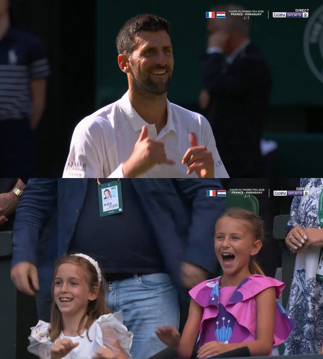 Novak Djokovic célèbre sa victoire en faisant une danse pour sa fille Tara. #Wimbledon