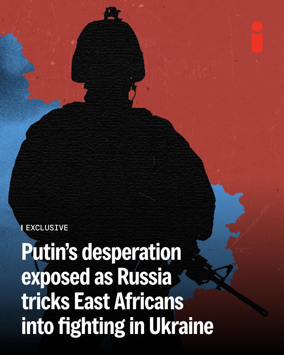 theipaper's tweet photo. Vladimir Putin has sent young men trafficked from Kenya to the frontline in Ukraine, after luring them to Russia under false pretences, according to documents seen by The i Paper

🔴 Exclusive from @cazjwheeler 

Read more: https://t.co/xXVnJ4wawq https://t.co/wRxccAZ00J