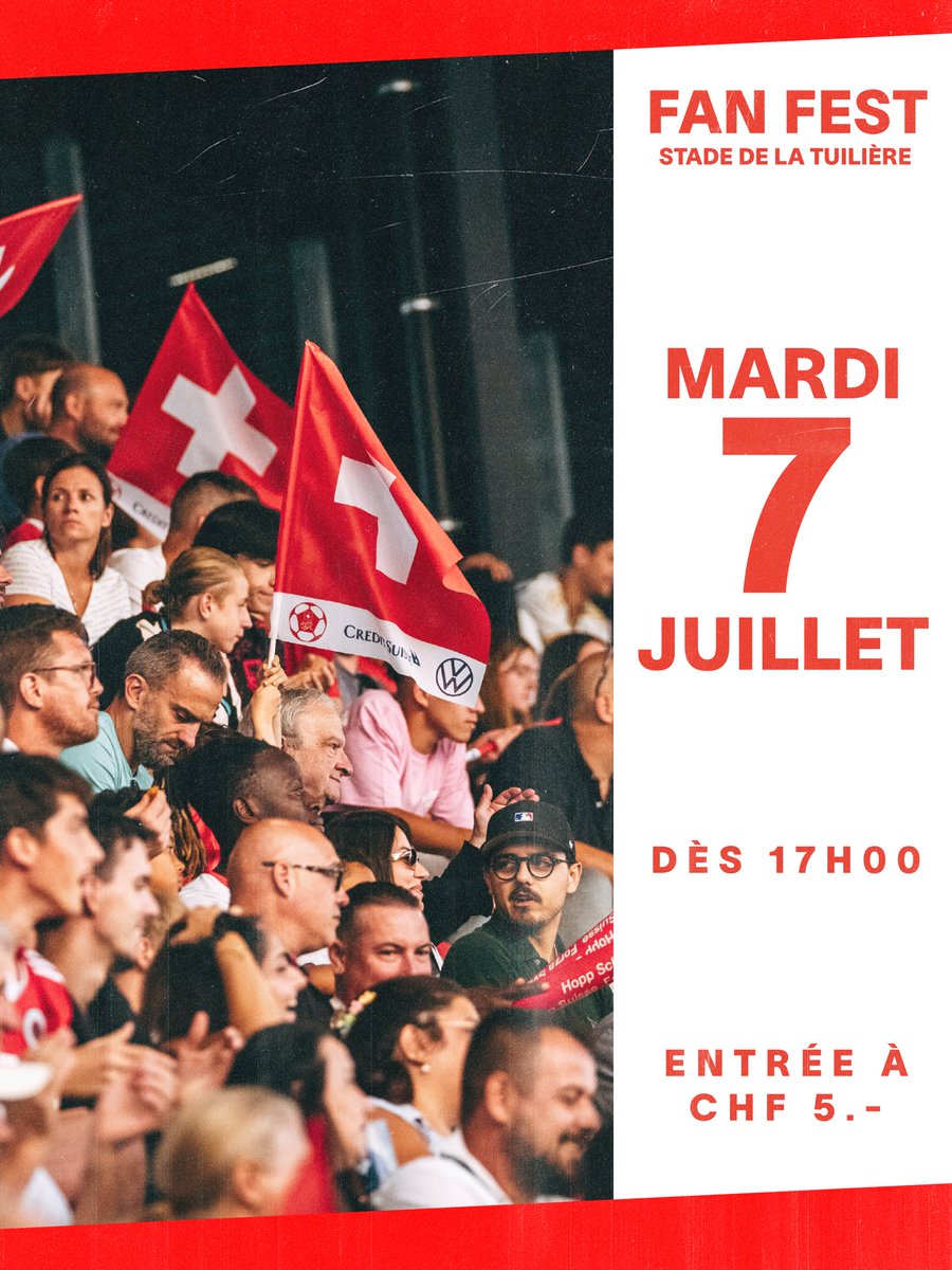 lausanne_sport's tweet photo. 𝗥𝗘𝗡𝗗𝗘𝗭-𝗩𝗢𝗨𝗦 𝗠𝗔𝗥𝗗𝗜 🇨🇭

On vous a proposé, et vous avez décidé 🫵🏻

Le Stade de la Tuilière ouvre ses portes pour diffuser le 1/8 de finale de la Suisse mardi prochain 🏟️🔥

🔗 Lien de la billetterie en ligne 👉🏻 https://t.co/vcELTUh6fp https://t.co/os2dby3zIZ