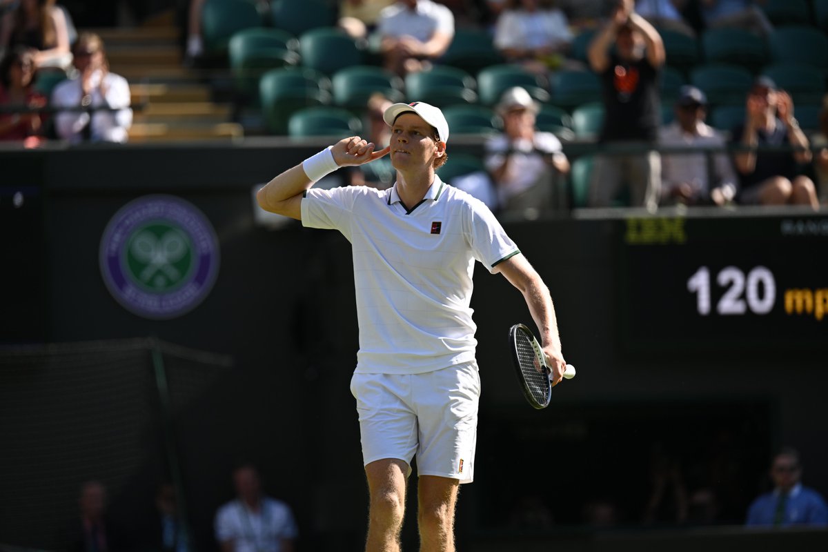 Wimbledon's tweet photo. Job done for the defending champion.

Jannik Sinner advances to the fourth round, defeating Jenson Brooksby 6-4, 6-3, 6-4

#Wimbledon https://t.co/0Xn6uhu3IR