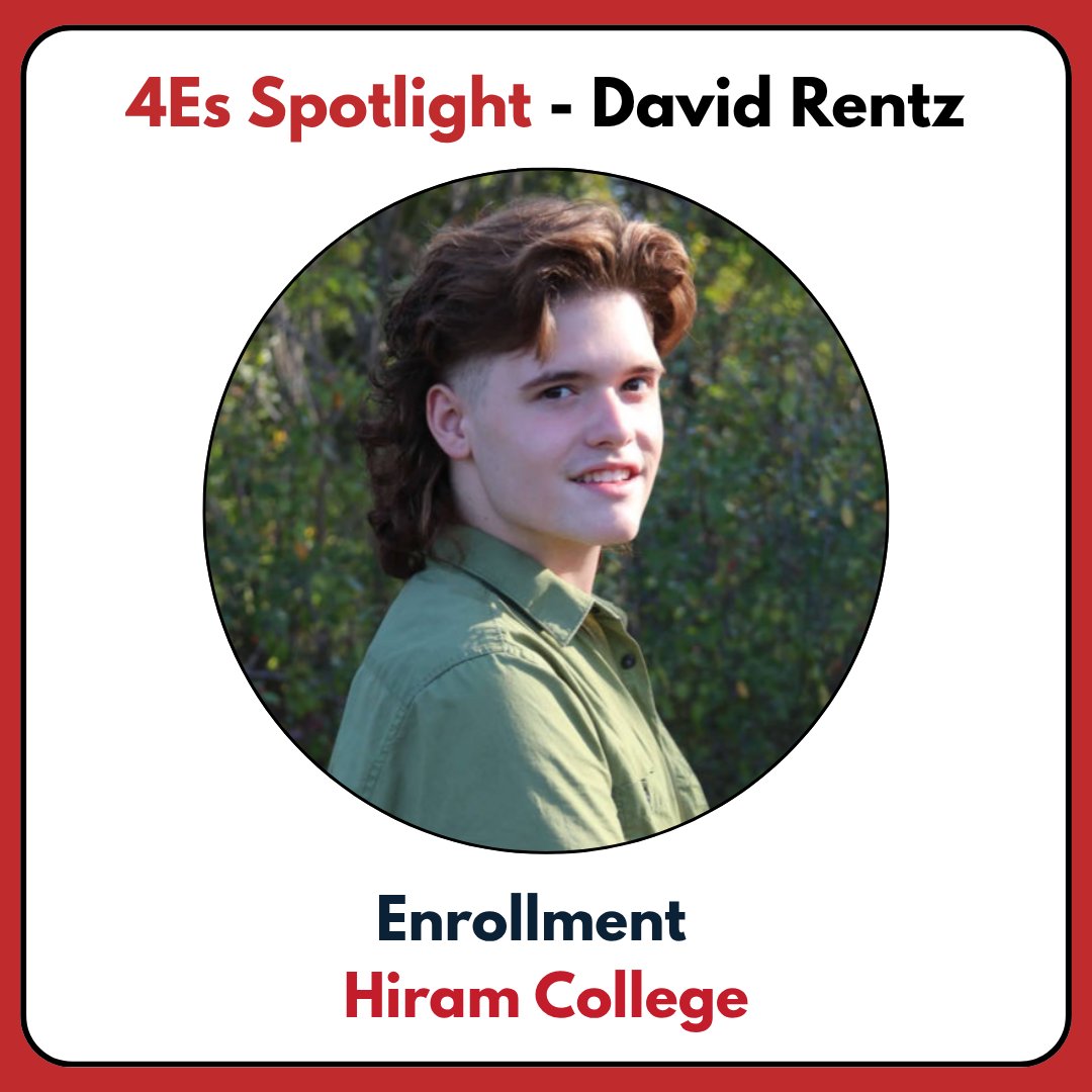 ChardonSchools's tweet photo. 4Es SPOTLIGHT: David Rentz
4Es Pathway: Enrollment
Where: Hiram College
Field of Study: Early Childhood Education
Good luck in all your future endeavors!
#WeAreChardon #TopperUp https://t.co/6XcndpCgK9