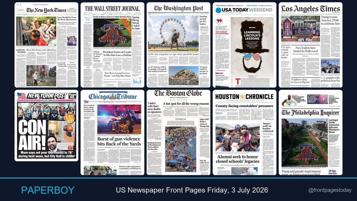 frontpagestoday's tweet photo. Same story, different spin: How US front pages covered today's top story: President Trump's Cryptocurrency Ventures ๐งต
President Trump has faced scrutiny regarding personal financial gains from cryptocurrency ventures while retail investors in the same ass...
#frontpages #usnews