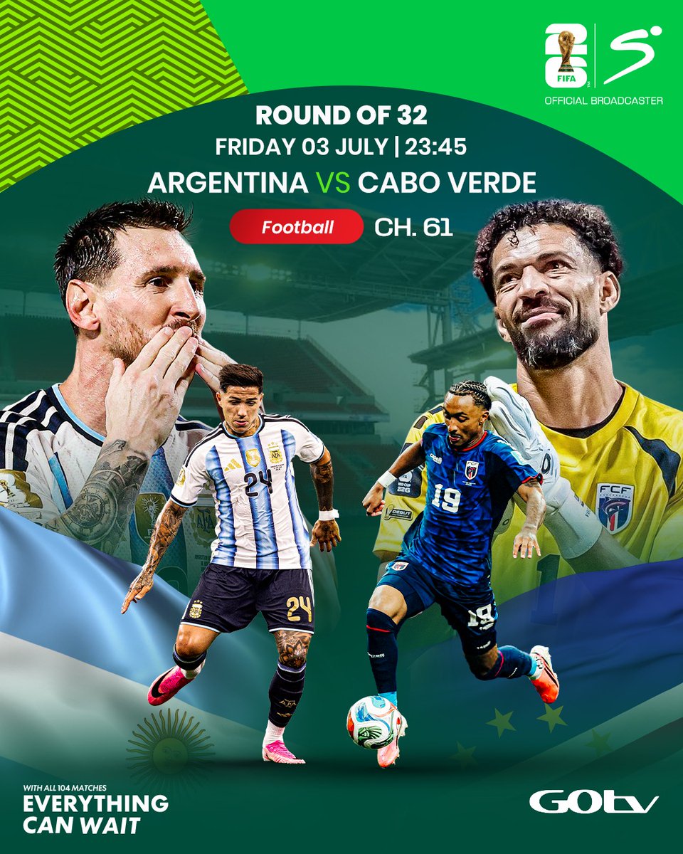 gotv_malawi's tweet photo. ๐โฝ๏ธ ๐ฆ๐ท Argentina VS Cabo Verde mu masewera ofunika kuti apeze malo mu Round of 16! Kodi Messi, G.O.A.T ati wonetsa zotani? ๐ค๐ฅ
Zitha bwanji? ๐ #GOtvFIFAWorldCup2026 #EverythingCanWait #SleepCanWait https://t.co/jPNP4l8t2C