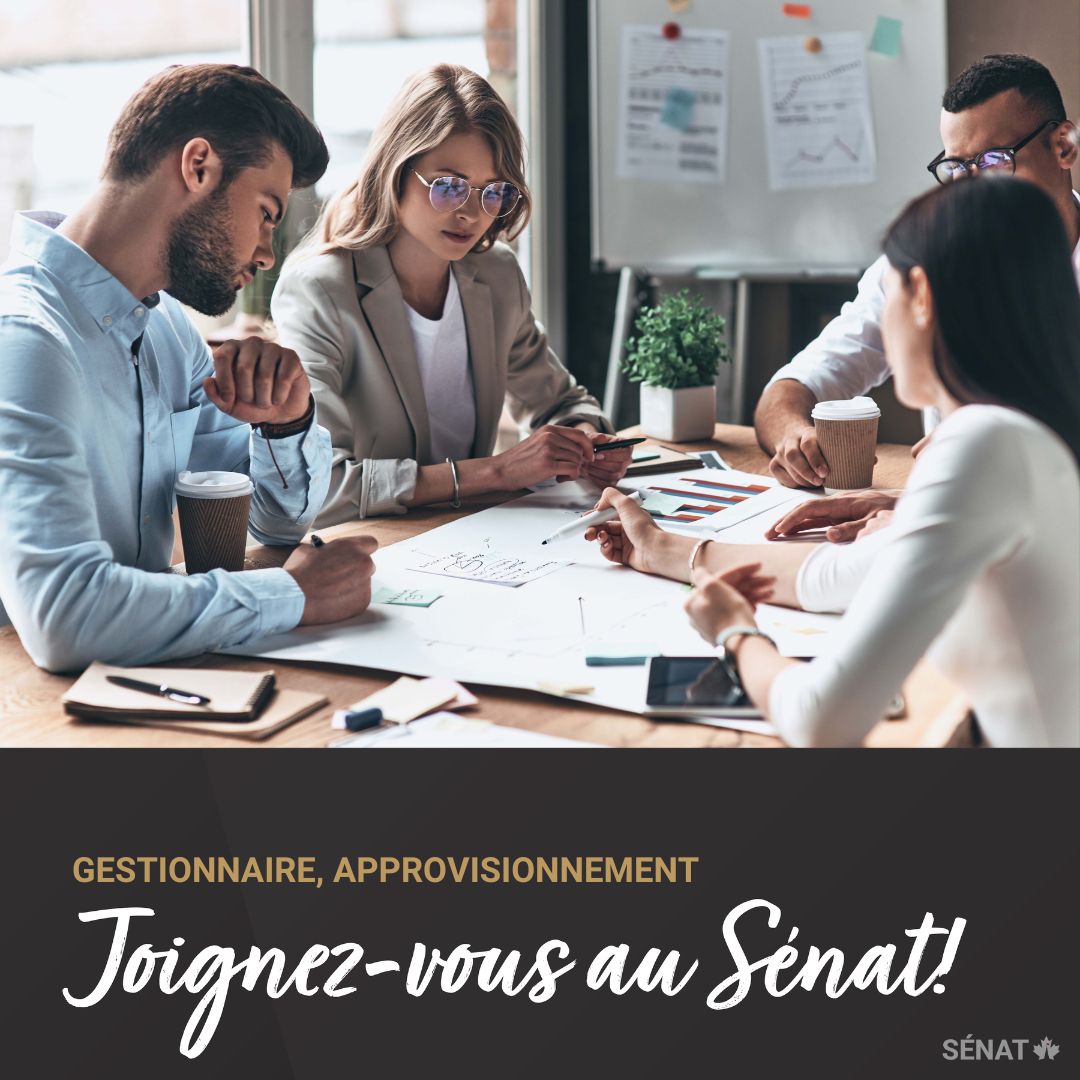 SenatCA's tweet photo. Joignez-vous au Sénat en tant que Gestionnaire, Approvisionnement.

Postulez avant le dimanche 12 juillet 2026 : https://t.co/pomngjqzSc

#SenCA https://t.co/bqek2D9O2s