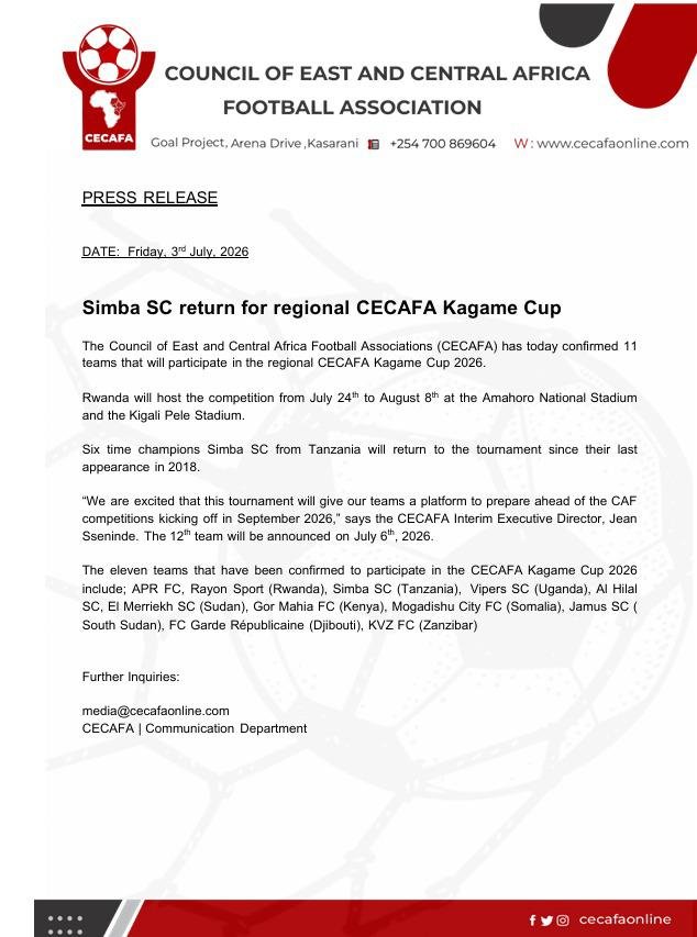 Mbarushima87270's tweet photo. Amakipe yo mu Rwanda azitabira #Cecafa Kagame Cup byarangiye nubundi ari 2 #Rayon Sports na #APR FC... https://t.co/bbRqxeC4qI