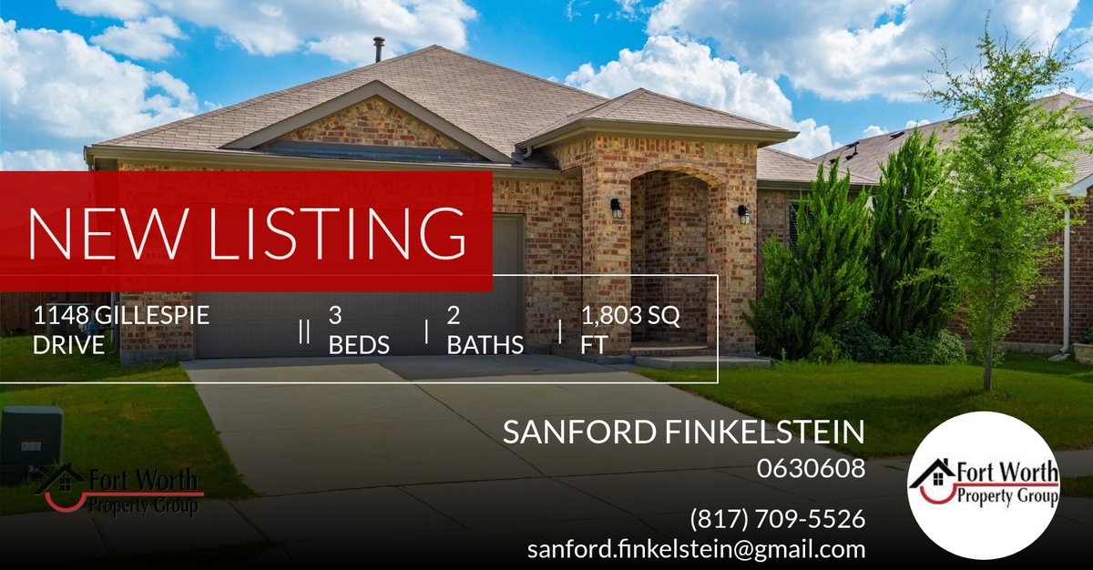 fwpgteam's tweet photo. 📍 New Listing 📍 Take a look at this fantastic new property that just hit the market located at 1148 Gillespie Drive in Fort Worth. Reach out here or at (817) 709-5526 for more information

Sandy Finkelstein
Owner / Fort Worth Pro... https://t.co/x53SaFQ9hX https://t.co/XjmvUd7hSi