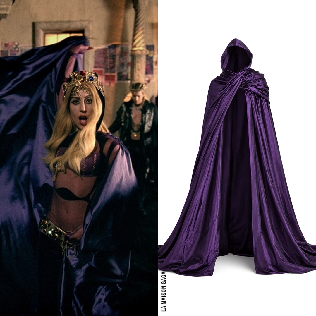 LaMaisonGaga_'s tweet photo. JUDAS! The music video begins with Gaga as Mary Magdalene dressed in custom #PerryMeek purple silk cloak and velvet bell bottom pants. Her catsuit with velvet appliqués and matching gloves are custom @Mugler Fall/Winter 2011. https://t.co/6zJWljsGCk