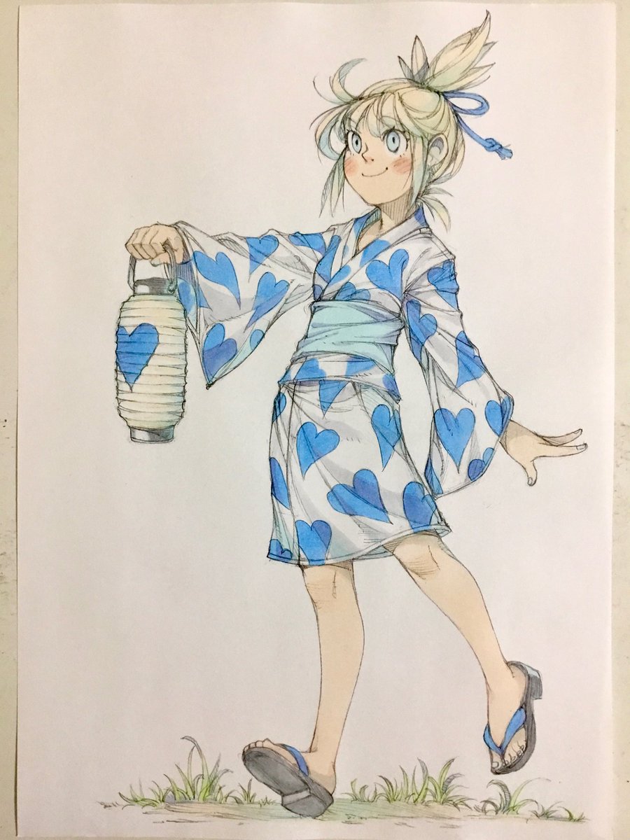 pe_salt's tweet photo. 趣味絵の「夏の夜の散歩」のアナザーカラーの着彩が出来ました。 https://t.co/LWE9ckkfEd